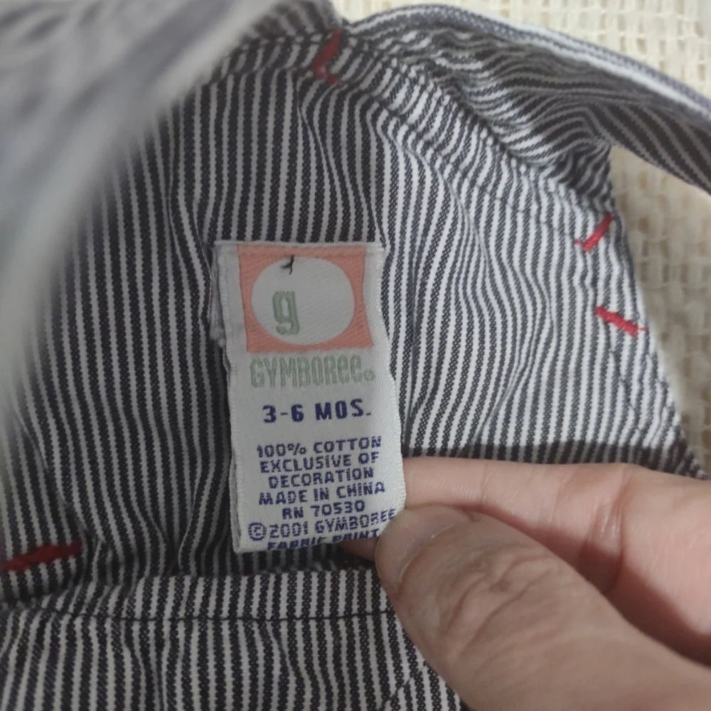 Vintage Gymboree Whale Pinstripe‎ Overalls Casual Nautical 3/6 Months